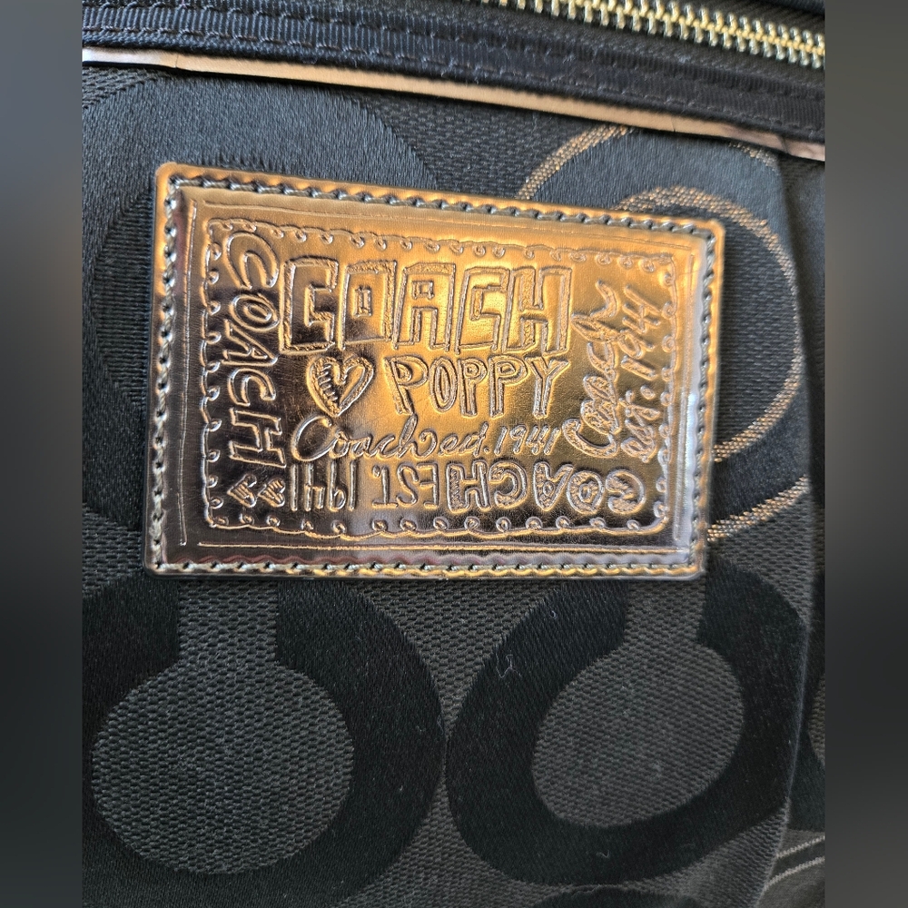 COACH 2010 Poppy Op Art Glam Black & Silver Tote Bag - Picture 4 of 16